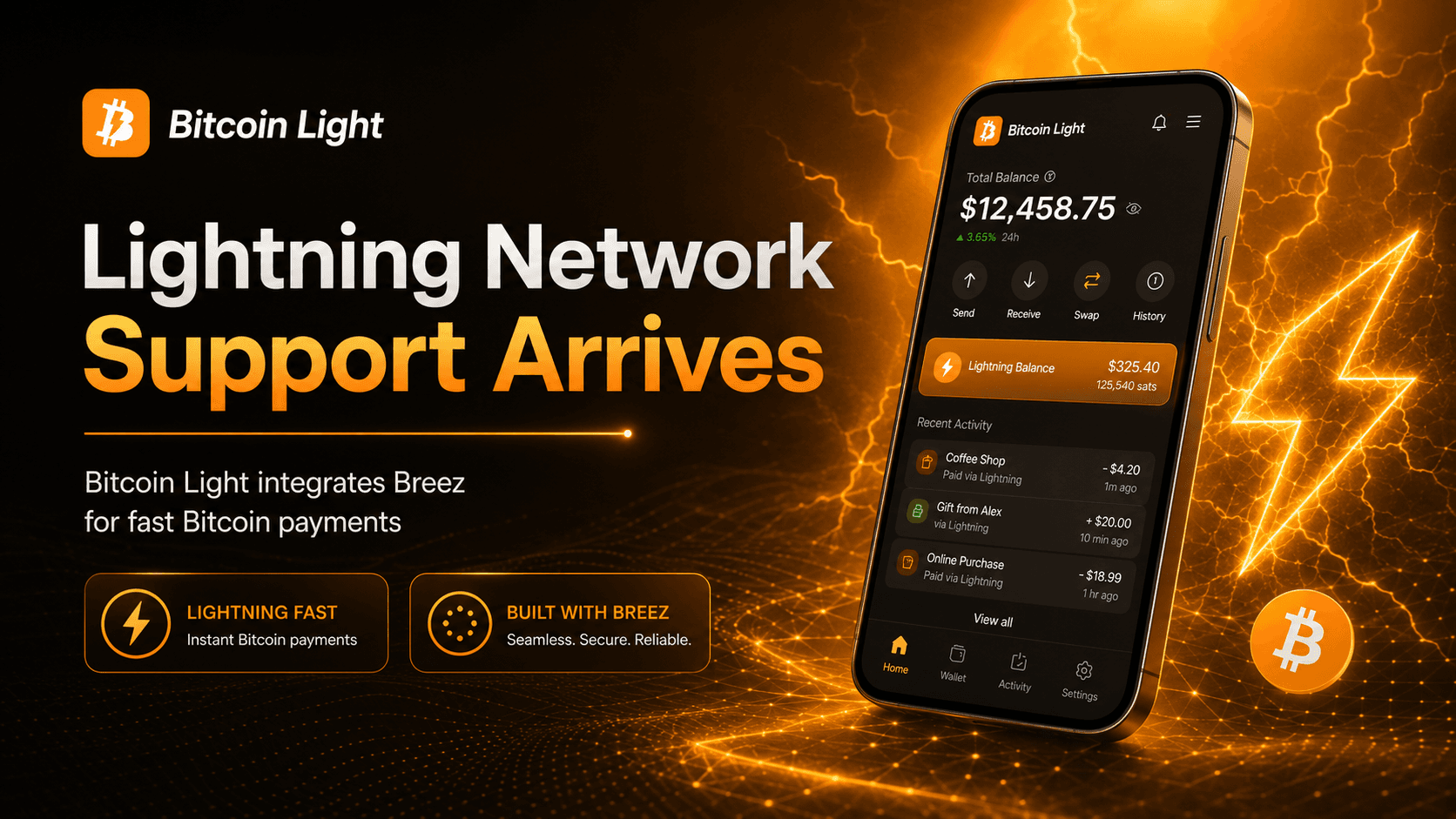 Bitcoin light adds support for lightning network